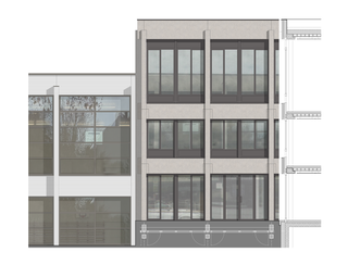 Freies Gymnasium Zürich, Fassadenansicht, Konstruktion